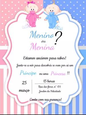 Convite Chá Revelação Menino ou Menina para Editar Online