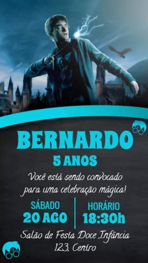 Convite Aniversário Harry Potter Mágico para Editar Online
