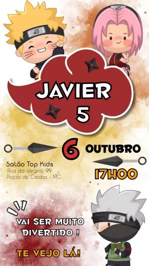 Convite de Aniversário Naruto e Sakura Editável Online