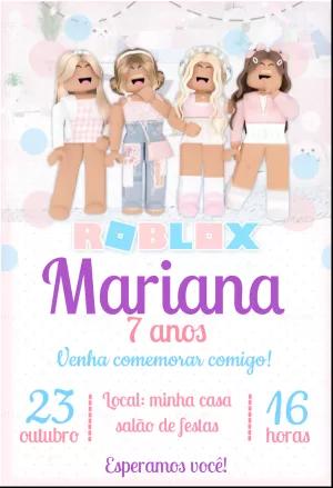 Convite de Aniversário Roblox Menina para Editar Online