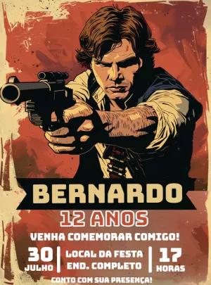 Convite Aniversário Han Solo Star Wars para Editar Online