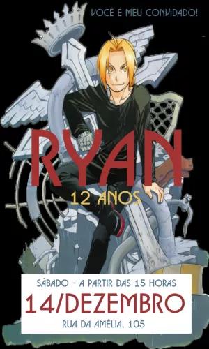 Convite de Aniversário Fullmetal Alchemist para Editar Online