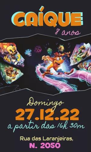 Convite de Aniversário Crash Bandicoot para Editar Online