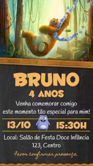 Convite Aniversário Grizzy e os Lemmings para Editar Online