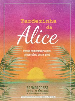 Convite de Aniversário Tardezinha Pôr do Sol para Editar Online