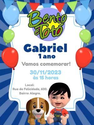 Convite Aniversário Bento e Totó para Editar Online