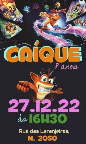 Convite de Aniversário Crash Bandicoot para Editar Online
