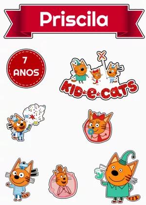 Topo de Bolo Kid-E-Cats com Personagens para Editar Online