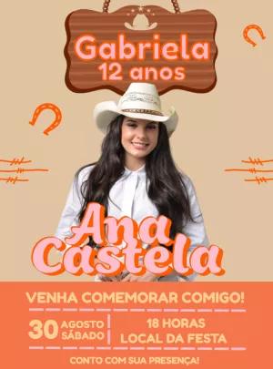 Convite de Aniversário Ana Castela Boiadeira para Editar Online