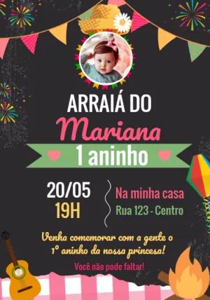 Convite de Aniversário Festa Junina com Foto para Editar Online