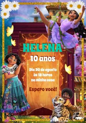Convite de Aniversário Encanto com Personagens para Editar Online