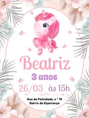 Convite Aniversário Unicórnio Bailarina para Editar Online