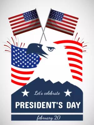 President's Day Post with Eagle and Flags to Edit Online