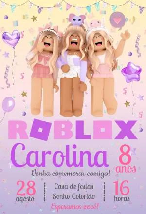 Convite de Aniversário Roblox Menina para Editar Online