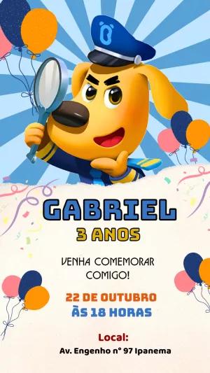 Convite de Aniversário Detetive Cão para Editar Online