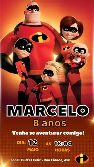 Convite de Aniversário Os Incríveis para Editar Online