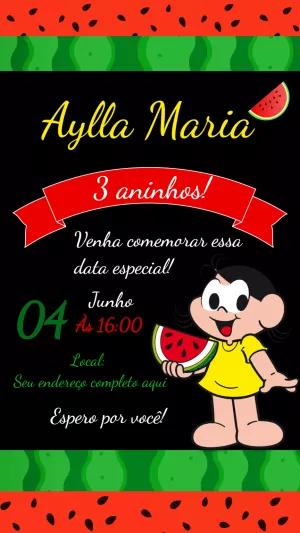 Convite Aniversário Magali Melancia para Editar Online