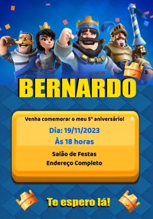Convite de Aniversário Clash Royale com Personagens para Editar
