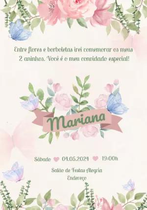 Convite Aniversário Jardim Encantado Aquarela para Editar