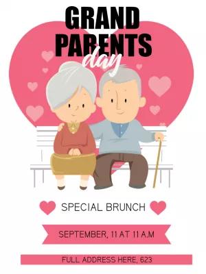 Grandparents Day Invitation with Cute Couple to Edit Online