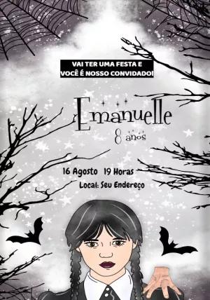 Convite Aniversário Wandinha Addams Editável Online