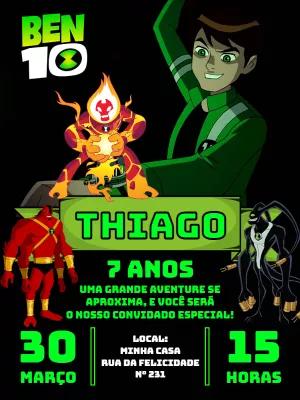 Convite Aniversário Ben 10 com Aliens para Editar Online