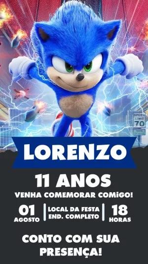 Convite de Aniversário Sonic do Filme para Editar Online