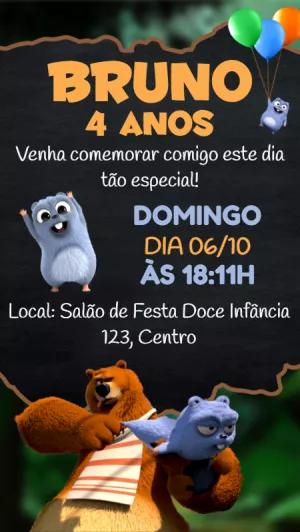 Convite Aniversário Grizzy e os Lemmings para Editar Online