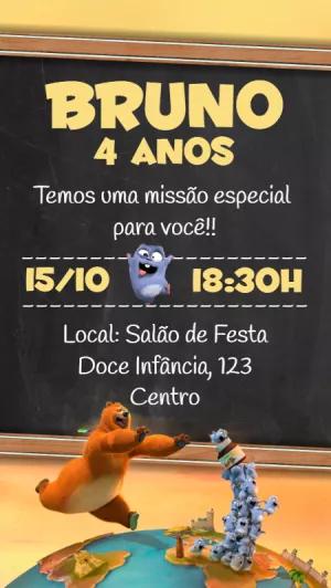 Convite Aniversário Grizzy e os Lemmings para Editar Online