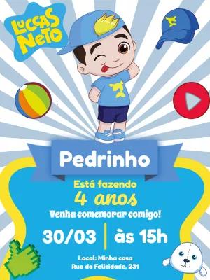 Convite de Aniversário Luccas Neto para Editar Online