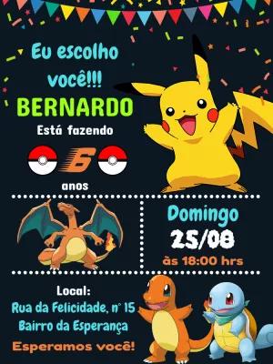 Convite de Aniversário Pokémon 'Eu Escolho Você!' para Editar