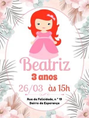 Convite Aniversário Princesa Ariel para Editar Online