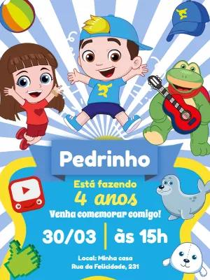 Convite de Aniversário Aventureiro Azul para Editar Online