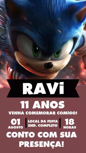 Convite de Aniversário Sonic para Editar Online e Imprimir