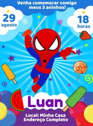 Convite Aniversário Homem Aranha Toy para Editar Online