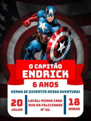 Convite Aniversário Capitão América para Editar Online