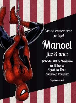 Convite de Aniversário Homem Aranha para Editar Online