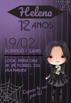 Convite de Aniversário Wandinha Addams para Editar Online