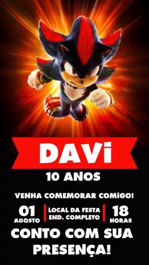 Convite de Aniversário Shadow the Hedgehog para Editar Online