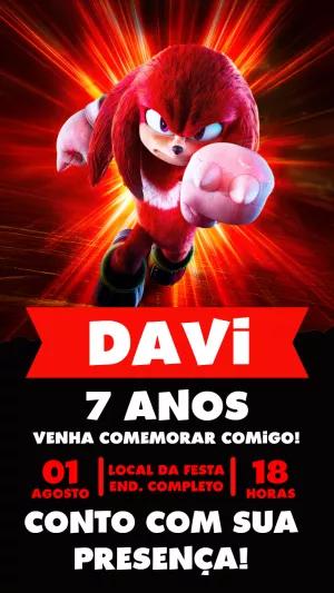 Convite de Aniversário Knuckles do Sonic para Editar Online