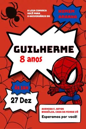 Convite Aniversário Homem Aranha para Editar Online