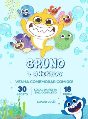 Convite Aniversário Baby Shark Big Show para Editar Online
