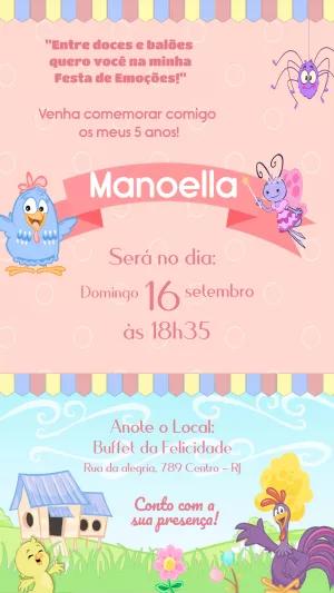 Convite Aniversário Galinha Pintadinha Candy para Editar Online