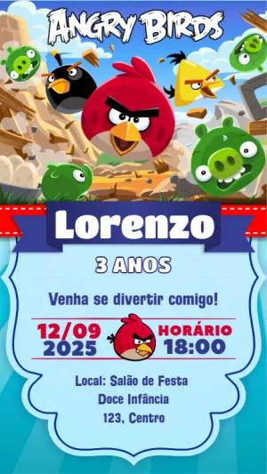 Convite de Aniversário Angry Birds para Editar Online