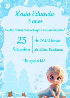 Convite Aniversário Frozen Baby com Elsa para Editar Online