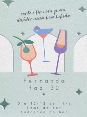 Convite de Aniversário Tema Drinks Modernos para Editar Online