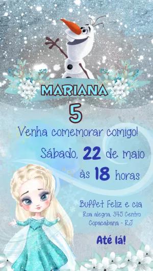 Convite de Aniversário Frozen Aquarela para Editar Online