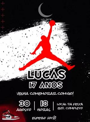 Convite Aniversário Basquete Estilo Jordan para Editar Online