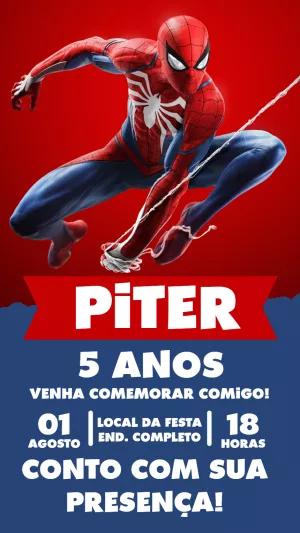 Convite de Aniversário Homem Aranha para Editar Online