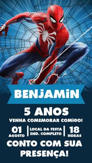 Convite de Aniversário Homem Aranha para Editar Online